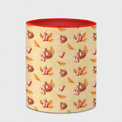 Кружка 3D Хеллоуин с тыквой и листьями, цвет: 3D-белый + красный — фото 2