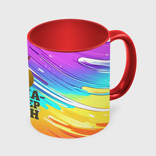 Кружка цветная Медаль Саша номер один / 3D-Белый + красный – фото 1