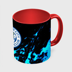 Кружка 3D ФК Лестер Сити голубые краски, цвет: 3D-белый + красный