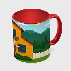 Кружка 3D Эрик Картман ковбой, цвет: 3D-белый + красный