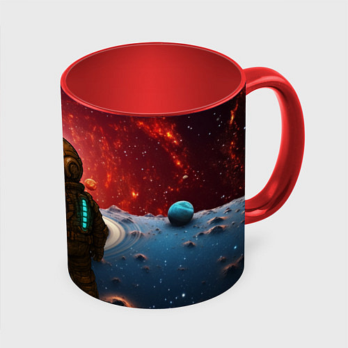 Кружка цветная Кенни попал в Dead Space / 3D-Белый + красный – фото 1