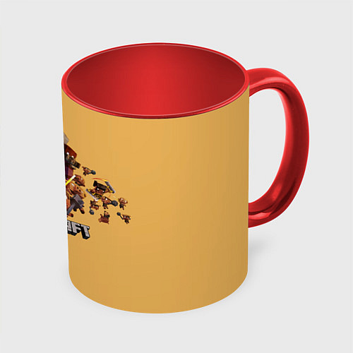 Кружка цветная Пиглины майнкрафт / 3D-Белый + красный – фото 1