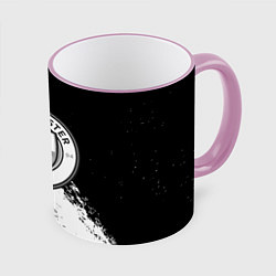 Кружка 3D Манчестер сити черно белые краски, цвет: 3D-розовый кант