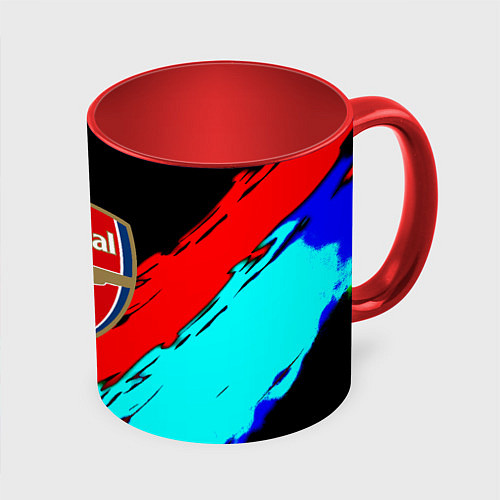 Кружка цветная Arsenal полосы краски / 3D-Белый + красный – фото 1