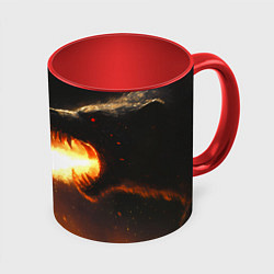 Кружка 3D Цири сражается с монстром медведем, цвет: 3D-белый + красный