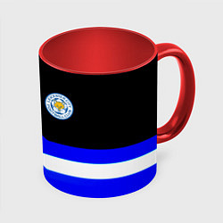 Кружка 3D Лестер Сити спорт геометрия, цвет: 3D-белый + красный