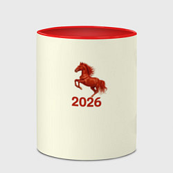 Кружка 3D Символ 2026 года красная огненная лошадь, цвет: 3D-белый + красный — фото 2