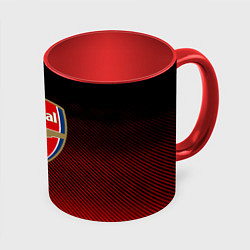 Кружка цветная Arsenal текстура полосы красные