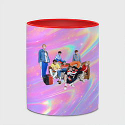 Кружка 3D BTS группа на диване, цвет: 3D-белый + красный — фото 2