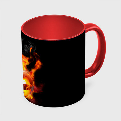 Кружка цветная Горящая тыква джек / 3D-Белый + красный – фото 1