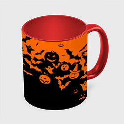 Кружка цветная Хэллоуин тыквы и призраки