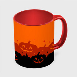 Кружка 3D Хэллоуин счастливые тыквы, цвет: 3D-белый + красный