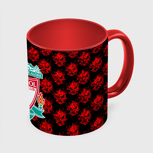 Кружка цветная Liverpool samurai / 3D-Белый + красный – фото 1