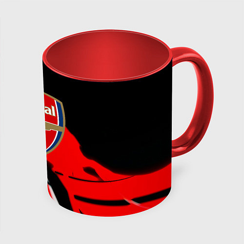 Кружка цветная Арсенал геометрия полосы краски / 3D-Белый + красный – фото 1