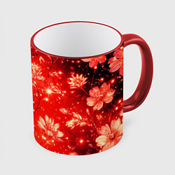 Кружка 3D Цветочный красный с искрами, цвет: 3D-красный кант