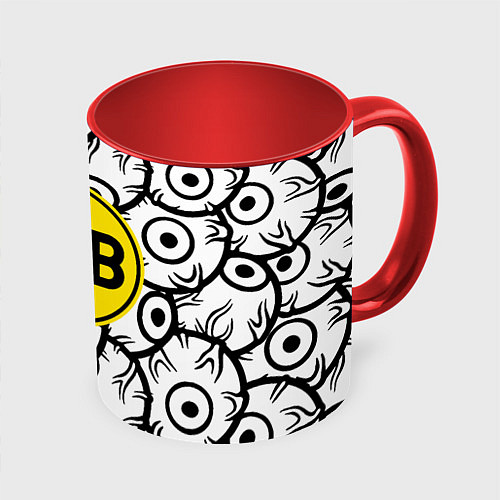 Кружка цветная Borussia глаза текстура / 3D-Белый + красный – фото 1