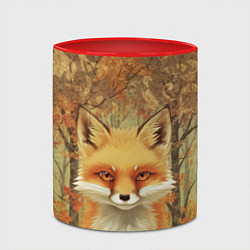 Кружка 3D Лисенок в осеннем лесу, цвет: 3D-белый + красный — фото 2