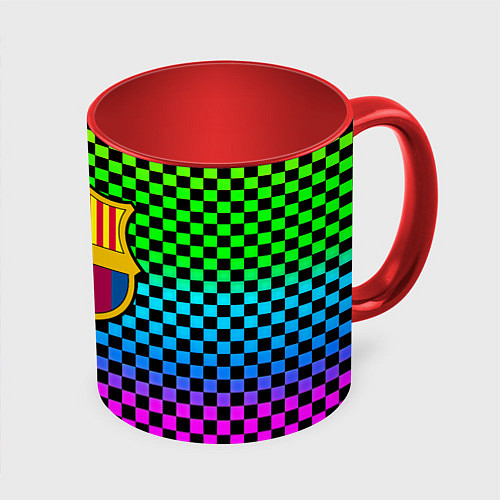 Кружка цветная Barcelona gradient neon / 3D-Белый + красный – фото 1
