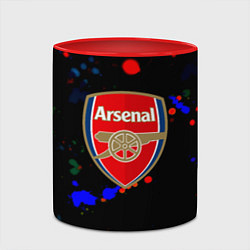 Кружка 3D Arsenal неоновые брызги красок, цвет: 3D-белый + красный — фото 2