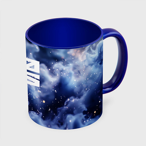Кружка цветная 2026 синяя дымка с искрами / 3D-Белый + синий – фото 1
