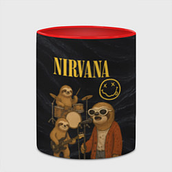 Кружка 3D Ленивцы группа Nirvana, цвет: 3D-белый + красный — фото 2