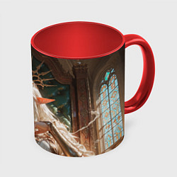 Кружка цветная Беловолосая королева эльфов на троне