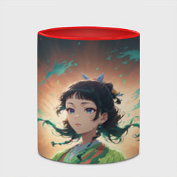 Кружка 3D Маомао на фоне облаков, цвет: 3D-белый + красный — фото 2