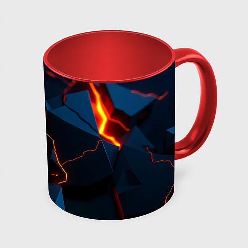 Кружка цветная Block faults / 3D-Белый + красный – фото 1
