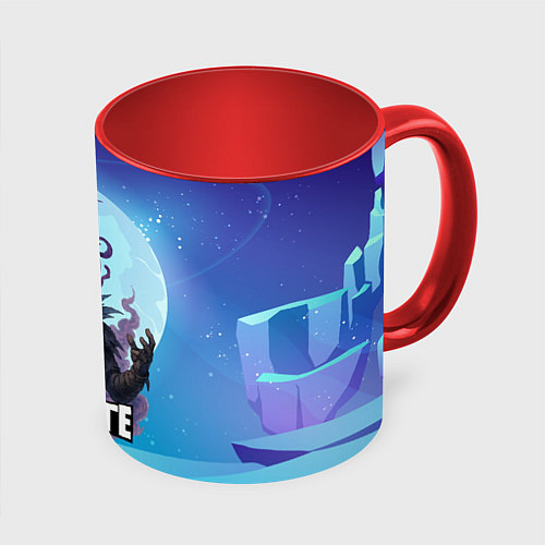 Кружка цветная Рейвен Fortnite / 3D-Белый + красный – фото 1