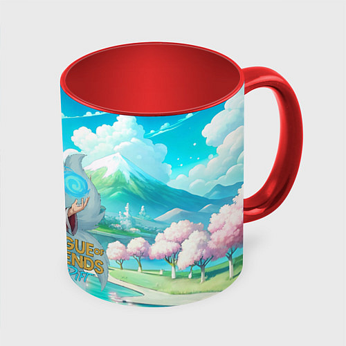 Кружка цветная Ahri League of Legends / 3D-Белый + красный – фото 1