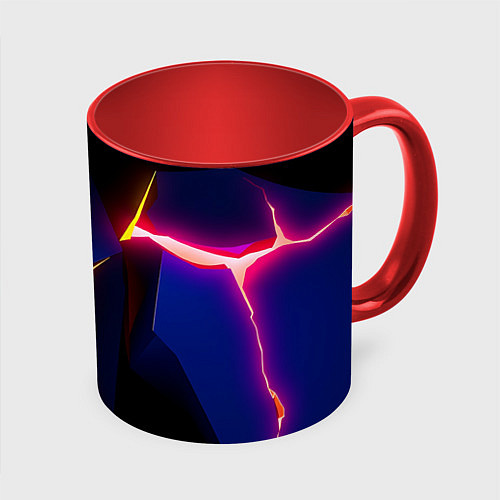 Кружка цветная Neon colored geometric / 3D-Белый + красный – фото 1