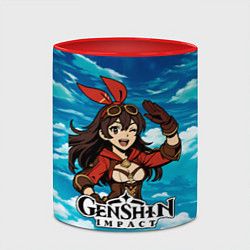 Кружка 3D Эмбер из Genshin Impact в облаках, цвет: 3D-белый + красный — фото 2