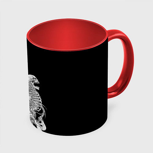 Кружка цветная Резе демон бомба Человек бензопила / 3D-Белый + красный – фото 1