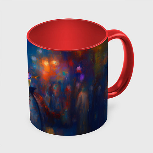 Кружка цветная Шрек красками / 3D-Белый + красный – фото 1