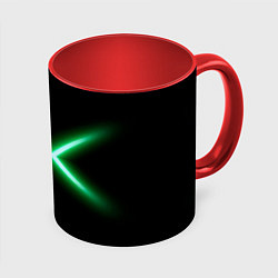 Кружка 3D Neon green lines, цвет: 3D-белый + красный