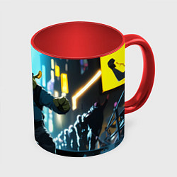 Кружка 3D Шрек в неоновых очках, цвет: 3D-белый + красный