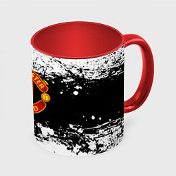 Кружка цветная Манчестер Юнайтед черно белые краски лого