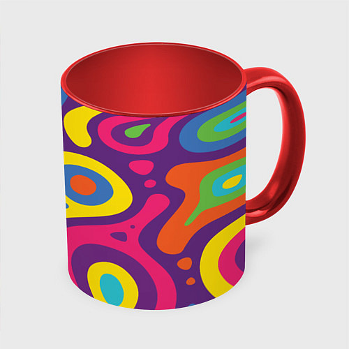Кружка цветная Abstract tac / 3D-Белый + красный – фото 1