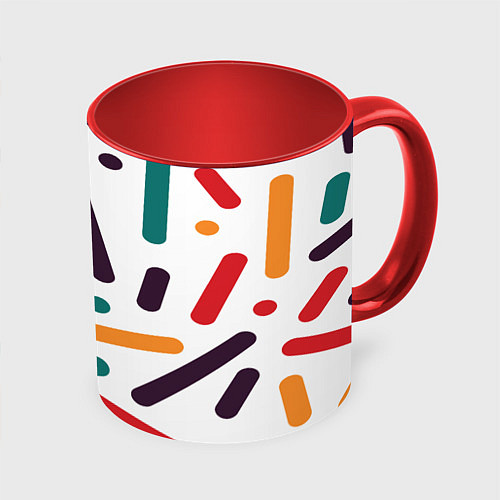 Кружка цветная Oval oil / 3D-Белый + красный – фото 1