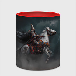 Кружка 3D Всадник на фоне туч и пыли, цвет: 3D-белый + красный — фото 2