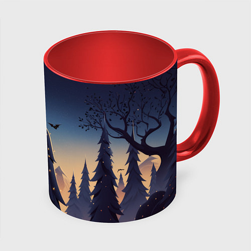 Кружка цветная Новогодний Бэтмен / 3D-Белый + красный – фото 1