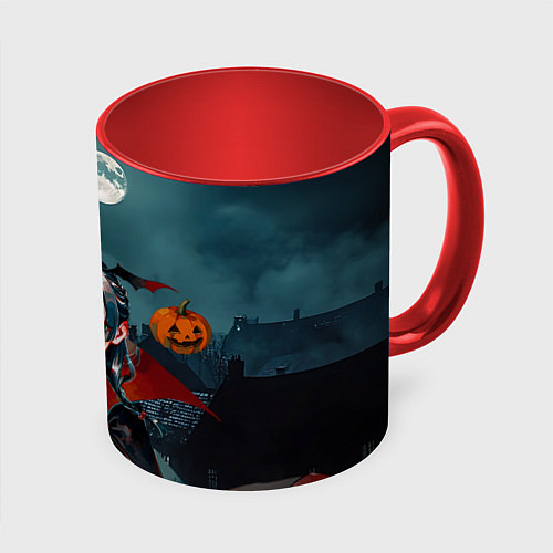 Кружка цветная Вампирша МаоМао - Монолог Фармацевта аниме Хэллоуи / 3D-Белый + красный – фото 1