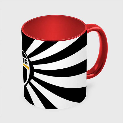 Кружка цветная Ювентус линии / 3D-Белый + красный – фото 1