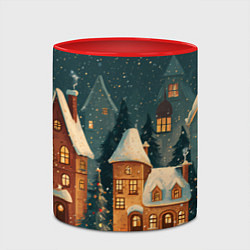 Кружка 3D Сказочный Новогодний городок, цвет: 3D-белый + красный — фото 2