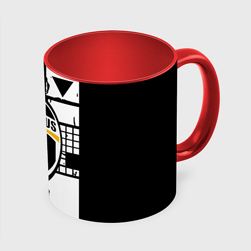 Кружка цветная Ювентус геометрия белая / 3D-Белый + красный – фото 1