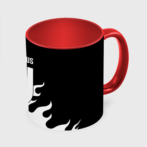 Кружка цветная Ювентус огонь текстура / 3D-Белый + красный – фото 1