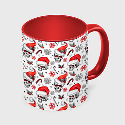 Кружка цветная Новогодние черепа