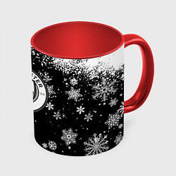 Кружка цветная Манчестер сити снежинки новый год