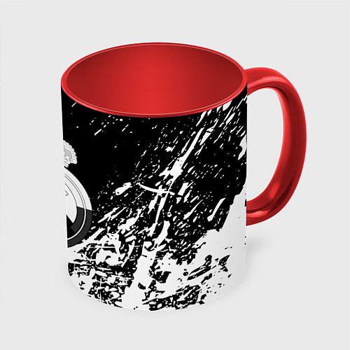 Кружка цветная Реал Мадрид краски текстура / 3D-Белый + красный – фото 1