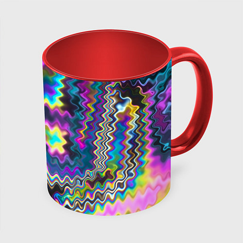 Кружка цветная Абстракция переливы / 3D-Белый + красный – фото 1